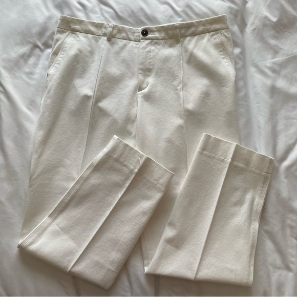 Bogner white pants cotton  little strech straight leg piping trousers size 10 - Picture 1 of 11